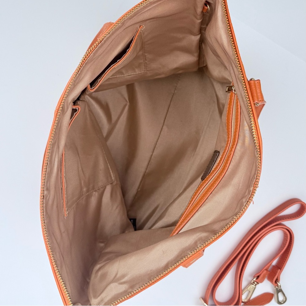 Ora Delphine Eden Leather Tote Bag in Clementine / Orange Leather $398 MSRP - Picture 8 of 15